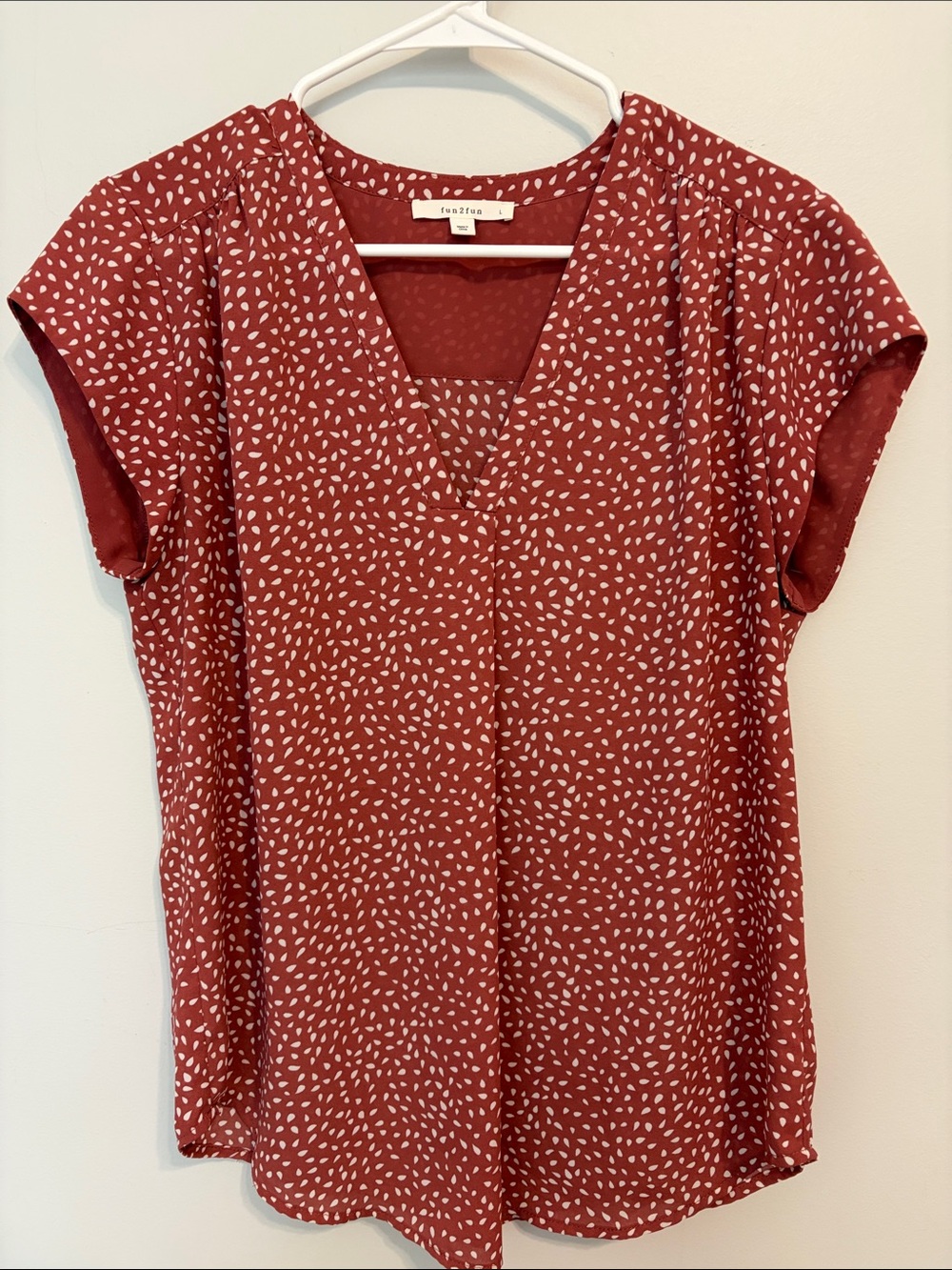fun 2 fun Rust V-Neck Blouse